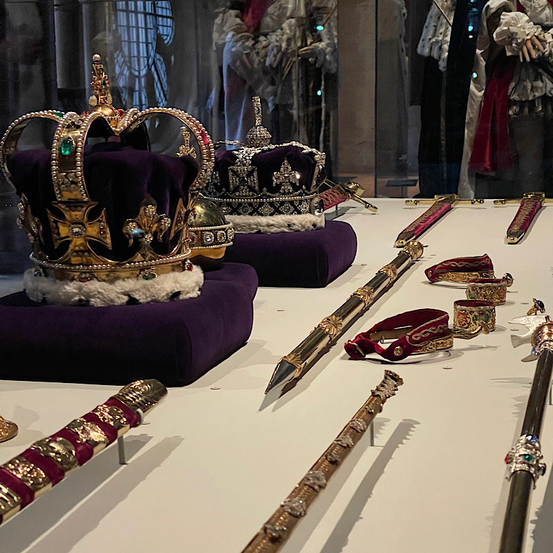 replica coronation crown jewels at westminster abbey